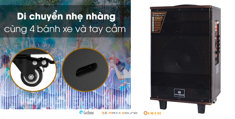 Loa kéo Karaoke Maxxsound MAX10 35W - thiết kế thùng loa bằng gỗ công nghiệp