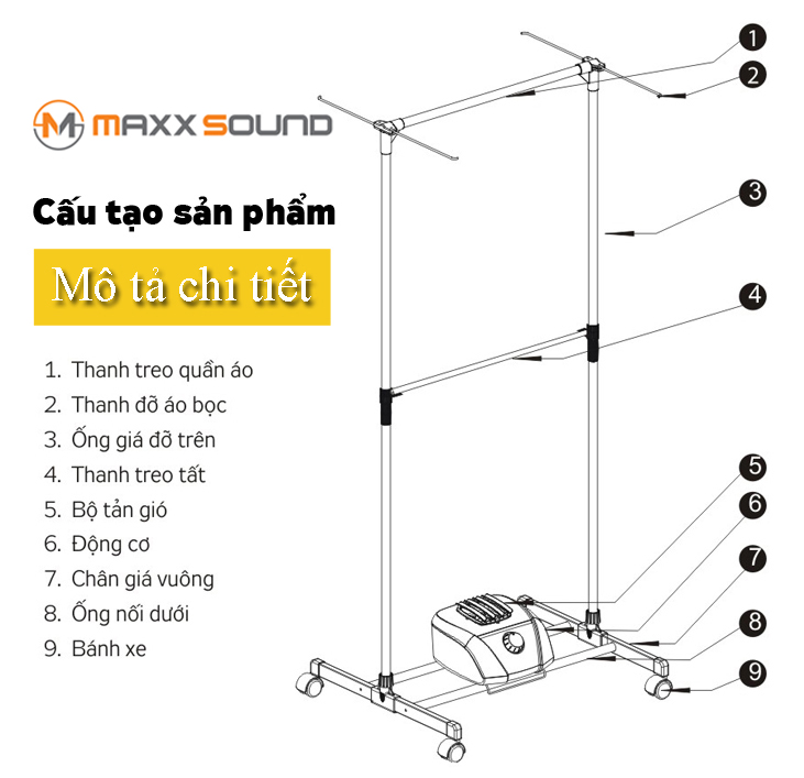 tủ sấy quần áo maxxsound