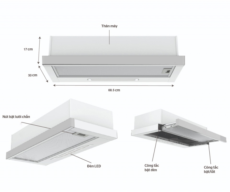 Máy Hút Mùi Âm Tủ Kidosu TC-HM66