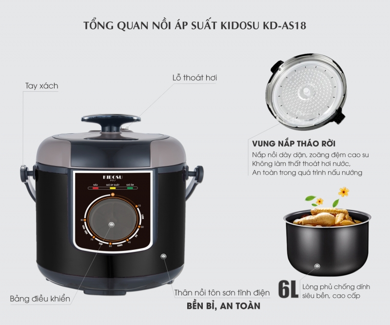 Nồi áp suất 6 lít Kidosu KD-AS18