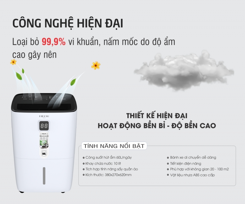 Máy hút ẩm Kidosu 60 lít